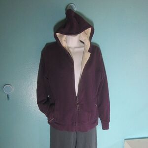 L.L.Bean Womens Size S Cotton Blend Full Zip Purple Hoodie Fleece Zip Up Jacket